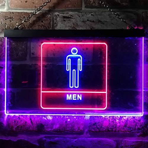 Men Bathroom Restroom Dual LED Neon Light Sign